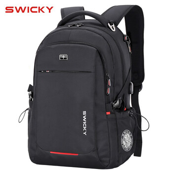 Swicky trendy backpack men's backpack large capacity casual business travel computer bag high school college student bag new style black 68% people choose large anti-theft zipper + external sub interface