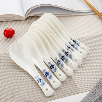 Jinlanyu tangshan bone china long-handled small spoon ceramic spoon small mago spoon ceramic small spoon small porcelain spoon set qingzhihuaji-mago small spoon 10 pieces