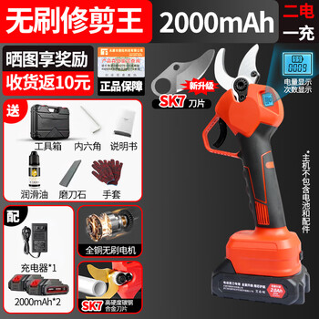 Tosrwell electric scissors for cutting branches, rechargeable lithium battery electric scissors, garden shears, orchard pruning shears, electric agricultural tools, lithium battery scissors, flagship model, 2.0a, two batteries and one charge