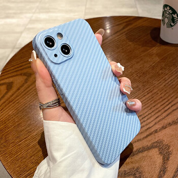 Suitable for apple 13promax mobile phone case kevlar iphone15 carbon fiber texture new 14 lens all-inclusive anti-fall new men and women yuanfeng blue carbon fiber texture shell-iphone 13