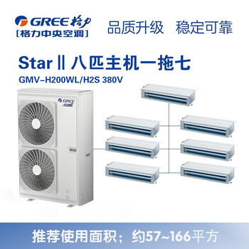 Gree central air conditioning starii second generation full dc frequency conversion new level energy efficiency home multi-connection package package auxiliary material package installation new tail cargo aircraft second-hand gmv-h200wl/h2s380v 8 hp one tow 7