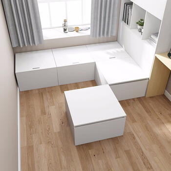 Qianjiang liumu tatami wardrobe desk bed integrated multi-functional storage bed box rubik's cube combination bed custom-made solid wood platform bed multi-layer board box single 600*600*400