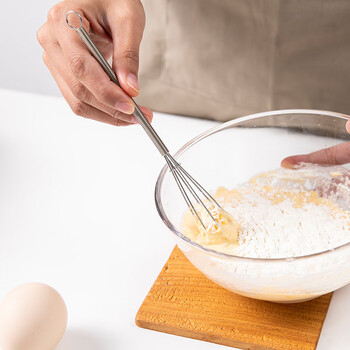 Japan imported stainless steel egg beater for home kitchen manual beating of eggs and cream stirring stick stainless steel 18cm