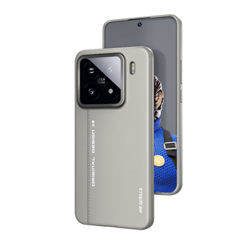 80% new mr. blue ape is suitable for xiaomi 15 mobile phone case, plain leather, light luxury, high-end business, simple anti-fall and anti-fingerprint protective case, high-grade gray