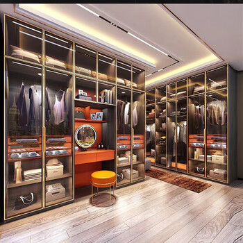 Aishangke whole house customized bedroom wardrobe cloakroom wardrobe tempered glass door golden brown glass overall customization light luxury whole house custom tv cabinet door-to-door measurement and design factory direct sales beijing door-to-door measurement