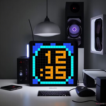 Qian meng smart clock pixel clock living room bedroom silent electronic clock alarm clock creative table clock new year's day gift diy pixel clock-32 pixel model