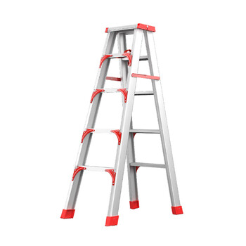 Mrs. zhuang aluminum alloy herringbone ladder commercial thickened folding telescopic ladder 1.5m four-step ladder/reinforced red ztt1055