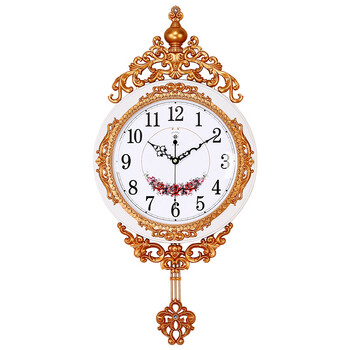 Polaris (polaris) wall clock living room european swing light luxury silent 2025 new creative clock home simple wall clock quartz clock white gold 69*35 cm