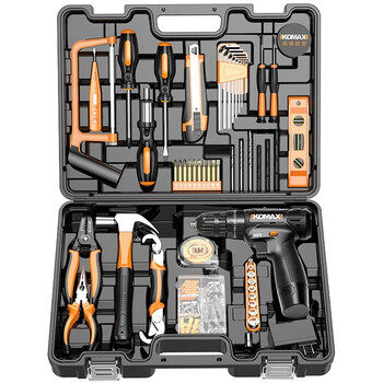 Komax rechargeable electric drill, electric screwdriver, multi-function electric drill set, household electric drill tool box set (12v) upgraded and enhanced hero set + gifts