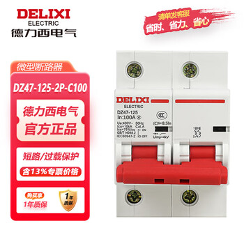 Delixi electric overload air switch 100a small circuit breaker c-type switch main gate dz47-125-2p-c100