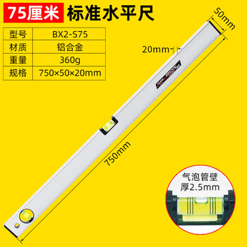 Tajima tajima level high-precision extended heavy-duty anti-fall strong magnetic measuring ruler vertical ruler bx2-s75 750mm standard level 100