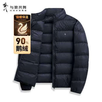 Dances with wolves 90% goose down down jacket men's autumn and winter exquisite stand collar jacket men navy blue l(175)