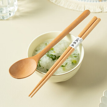 Onlycook japanese-style wooden chopsticks and spoon set wooden chopsticks and spoons outdoor travel portable tableware students and children wooden chopsticks 1 set (1 spoon + 1 pair of chopsticks)