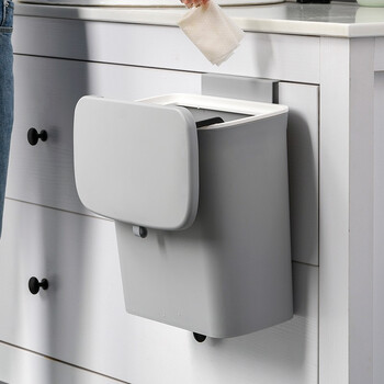 Beishan kitchen trash can household sealed wall-mounted storage bucket cleaning bucket hanging sanitary bucket creative kitchen waste bucket starry sky gray 7l classic wall-mounted with lid