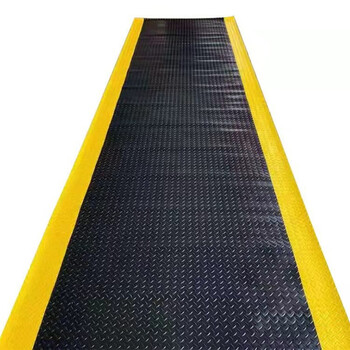 Insulating rubber mat, rubber mat, pvc oxford yellow warning edge anti-slip mat, thickened rubber carpet, factory workshop warehouse security inspection yellow edge fire escape floor mat, black herringbone pattern (yellow edge) thickened about 2.5mm, 2 meters wide * 1 meter long