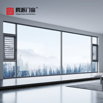 Tengpai doors and windows platinum series outward opening windows balcony aluminum alloy casement windows soundproof floor-to-ceiling windows metal black fixed position