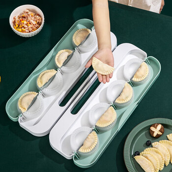 Hongtiepu creative dumpling making artifact kitchen diy home dumpling making tool fully automatic lazy fancy dumpling making mold dumpling making artifact mold 8 pieces green grass