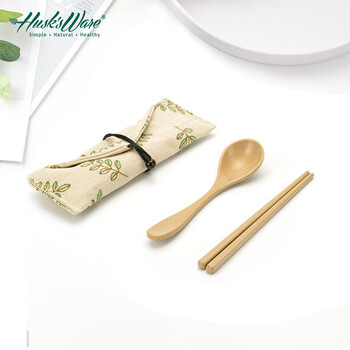 Shell's wei chopsticks and spoon set portable tableware antibacterial and mildewproof baby children's kindergarten students going to school special for office workers portable spoon and chopsticks two-piece set (green leaf bag)
