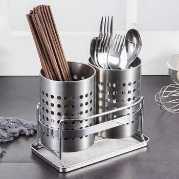Ou runzhe kitchen tableware storage basket chopstick cage stainless steel chopstick barrel spoon chopstick drain rack double barrel chopstick cage