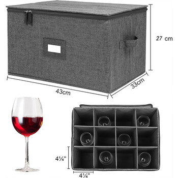 Yh wine glass storage box 12-compartment foldable fabric wine glass tall wine glass storage box gray 12-compartment large red wine glass storage box