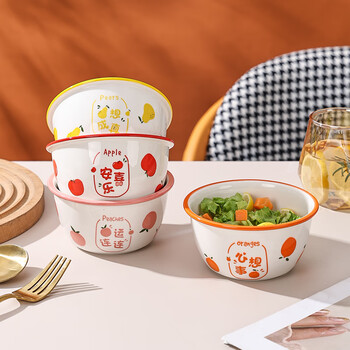 Dining general tableware set ceramic bowl housewarming gift rice bowl persimmon coke bowl set 4 bowl gift box