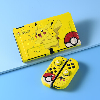 Marutu switch oled split protective case oled game console protective case fully surrounded oil spray model anti-fall and anti-stain cartoon handle soft shell oled classic pikachu protective case oil spray model film + cap oled