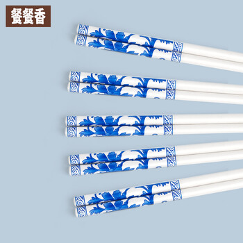 Meal fragrant disposable bamboo chopsticks 100 pairs for home use natural blue and white porcelain round bamboo kuaizi anti-mold and anti-slip family wedding banquet hotel restaurant hygienic and convenient packaging chopsticks environmentally friendly tableware set 24 cm evergreen blue and white porcelain 7.0*7.0 100 pairs individually packaged