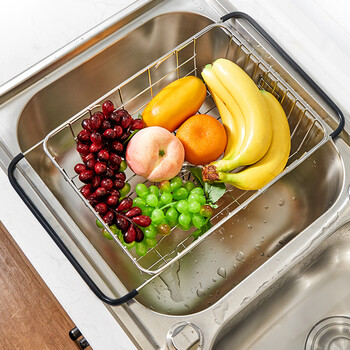 Accor stainless steel drain rack dish rack telescopic sink rack vegetable basket dish storage rack 34/46*25*11cm