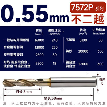 Jiujuhe 7572p drill bit sg coated powder metallurgy high speed steel aluminum alloy stainless steel drilling 055mm