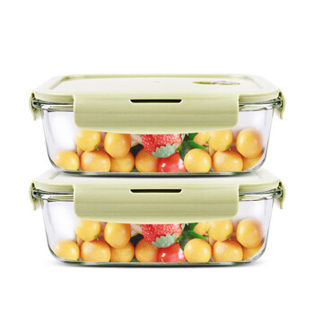 Chuangde heat-resistant glass crisper, office worker microwave lunch box, refrigerator storage lunch box 700ml*2
