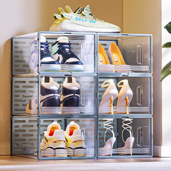 Nature house shoe box storage box drawer-type transparent shoe cabinet thickened folding indoor dustproof household doorway space-saving artifact 6 pack can be installed within 45 sizes environmentally friendly and no odor