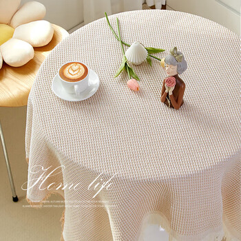 40,000 kilometers of cotton and linen french tablecloth ins windproof heat insulation round table japanese coffee table cloth dormitory round makeup tablecloth