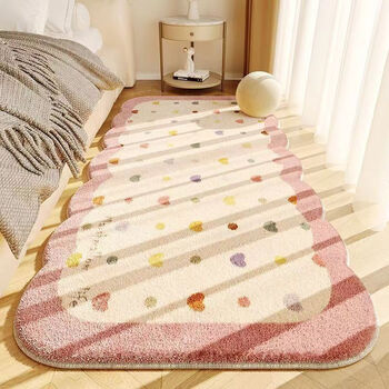Carpet bedroom bedside blanket simple imitation cashmere girly style living room sofa coffee table bay window home thickened anti-slip mat hjt-pink heart high density imitation cashmere 80*160cm