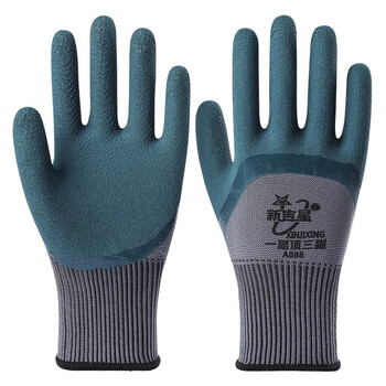 Rubber foam gloves labor protection wear-resistant work men and women dipped rubber non-slip breathable thin durable tire rubber imported rubber xinjixing a888 12 pairs l