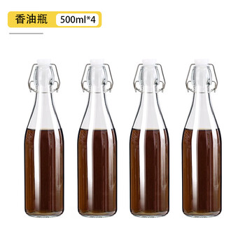 Fanshibang glass sealed bottle sesame oil empty bottle kitchen household oil storage bottle oil tank oil barrel glass oil pot peanut oil oil bottle 500ml 1 catties (-four pieces