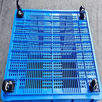 Plastic basket rectangular turnover box storage cargo frame express box large basket plastic frame basket 680 square eye basket 680*480*410+ four wheels
