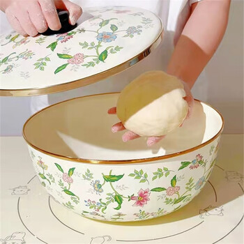 Mincheng 29cm thickened enamel enamel and basin with enamel lid sour dough basin with lid large capacity 4-5 catties noodles 29cm aromatic basin with lid extra thick