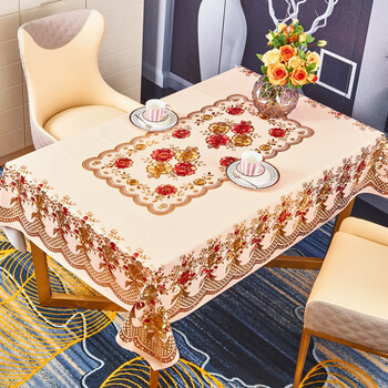 Beate lesch light luxury high-end rectangular tablecloth high-end no-wash oil-proof, waterproof and anti-scalding dining table mat tablecloth coffee table tablecloth national color tianxiang-gold 90*150cm coffee table cloth