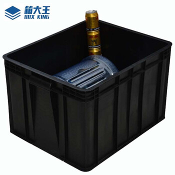 Box king xdc-01 anti-static turnover box black plastic storage box parts box no. 11 600*500*400 without lid