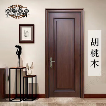 Midelei new chinese style walnut solid wood bedroom door villa customized log door interior bedroom room wooden door composite paint cherry wood