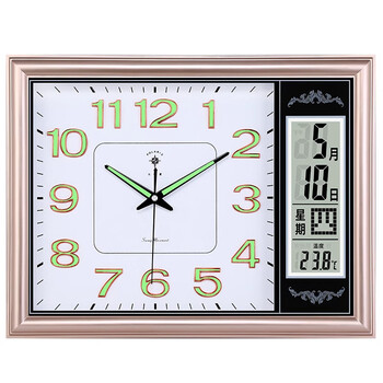 Polaris luminous living room wall clock large fashion home clock calendar clock simple wall watch large quartz clock perpetual calendar gold and white 47.5*36.5 cm quartz movement
