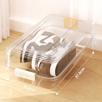 Shoe box storage box household shoe storage artifact plastic transparent men's and women's dormitory shoe cabinet organization thickened moisture-proof large size with dryer glass transparent 45 size and above trial model thickened shoe box 1
