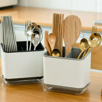 Ji meng kitchen chopsticks and spoon storage rack knife and fork storage box chopstick tube chopstick cage drain rack countertop chopstick cage rack black