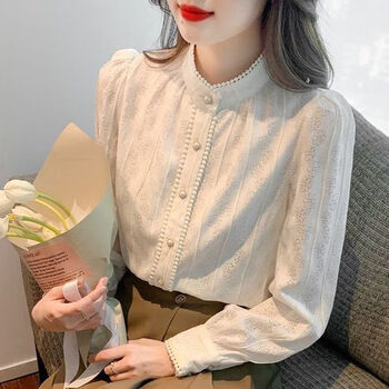 Kahtop2025 autumn and winter new style half turtleneck plus velvet lace bottoming shirt for women, fashionable inner shirt, long-sleeved top yxg apricot (lined) s recommended 80-98 pounds