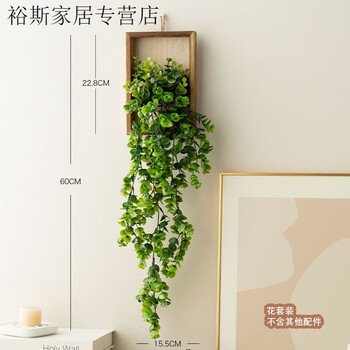Ins style small daisy wall hanging decoration simulated green plant wall hanging creative fake flower rattan ugly pendant on the wall eucalyptus wall hanging + free traceless nails