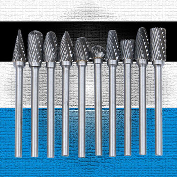 Jy tungsten steel carving head wood carving root carving grinding head electric drill bit wood carving tool milling head rotary file 3mm rod double slot 10 piece set combination