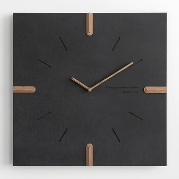 Emitdoog (duo barley) home clock decoration nordic light luxury wall clock living room creative modern simple wall hanging minimalist square 46*46cm