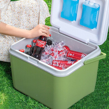 Xuan kashi insulated box ice cube outdoor refrigerated box camping car ice bucket commercial stall fishing small portable jm recommended - 26l avocado green box + ice crystal box * 2