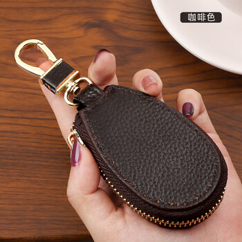 Mombos key bag women's new wallet card holder large capacity internet celebrity universal multi-function exquisite high-end compact coin purse lychee pattern-brown