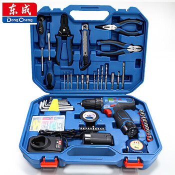 Dongcheng lithium electric drill mjz1201ts cordless hand drill electric screwdriver home toolbox set double electric desk model (mjz1201ts)